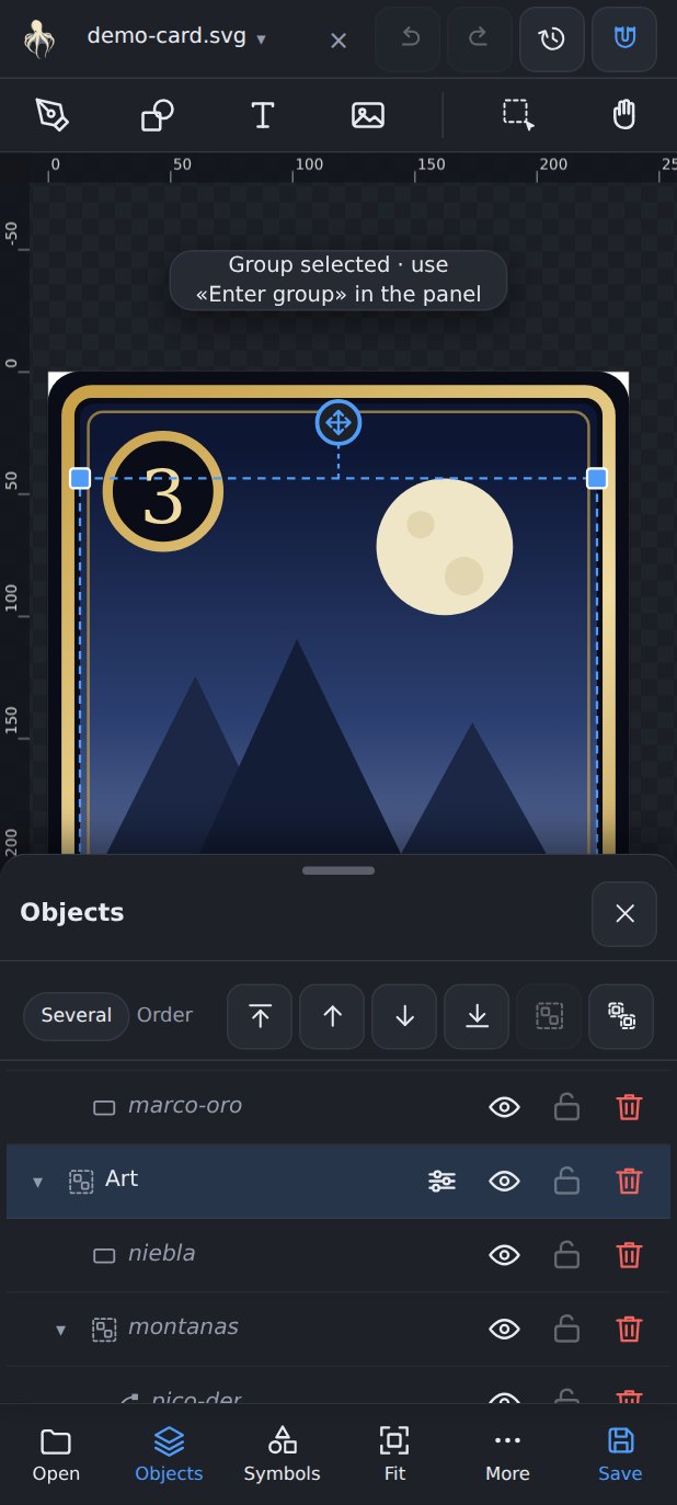 Objects panel showing the document tree with its layers